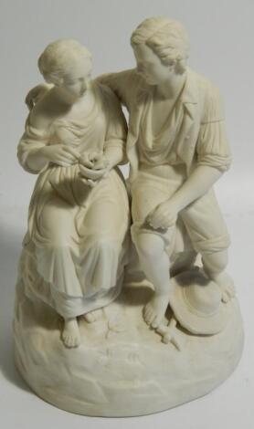 A 19thC Parian figure group