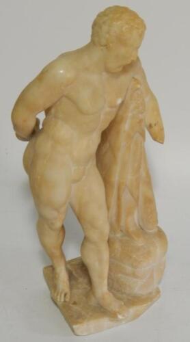 A 19thC alabaster figure of Hercules