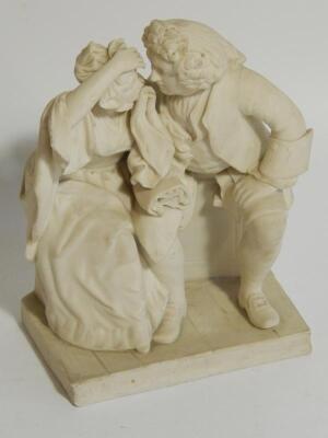 A 19thC Copeland Parian figure group of a lady and a gentleman