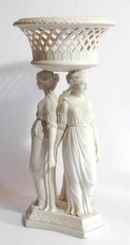 A 19thC Copeland Parian jardiniere group of The Three Graces