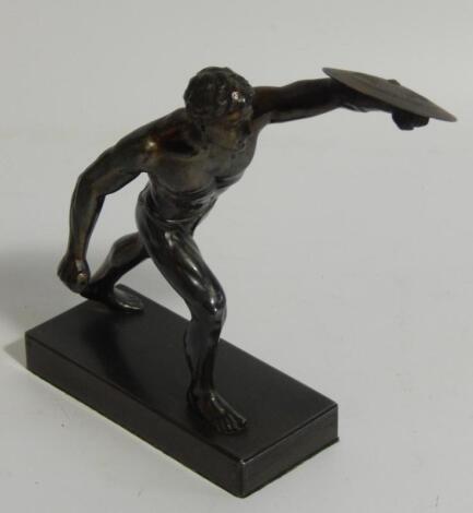 A 20thC patinated spelter figure of a Greek warrior