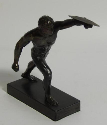 A 20thC patinated spelter figure of a Greek warrior