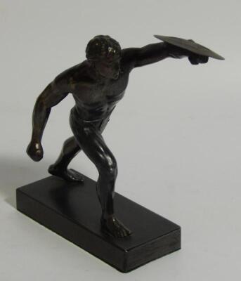 A 20thC patinated spelter figure of a Greek warrior