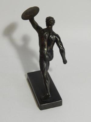 A 20thC patinated spelter figure of a Greek warrior - 2