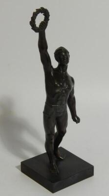 To GR270716. A 20thC patinated spelter figure of a Greek athlete