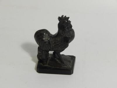 A 19thC black soapstone model of a cockerel - 3