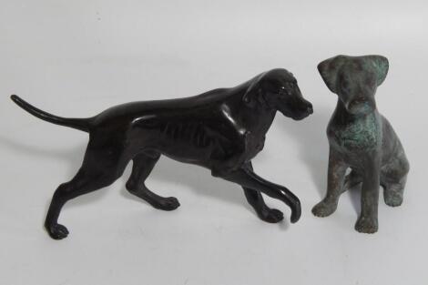 A bronze patinated model of a pointer