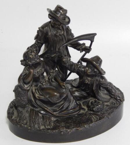 A 19thC French School bronze harvest figure group