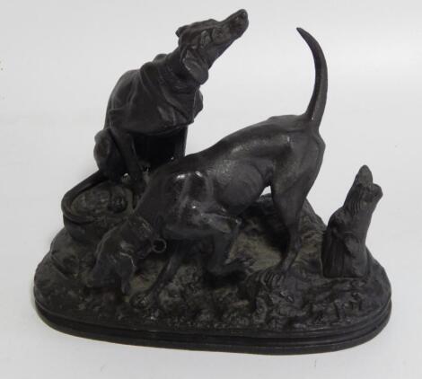 A 19thC spelter group of two pointers