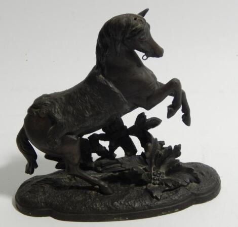 A 19thC spelter model of a rampant unicorn