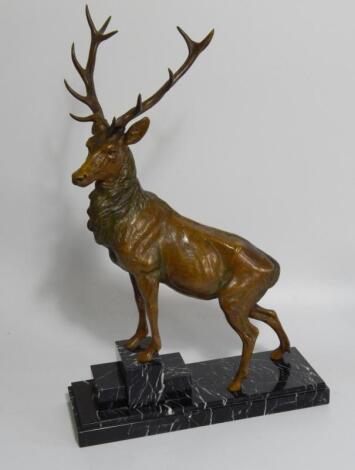 A 1930's bronze model of a stag