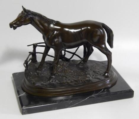 After Pierre-Jules Mene (1810-1879). A bronze model of a stallion