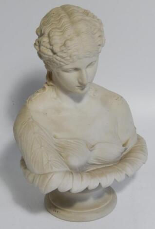 A mid 19thC Parian classical figure bust of young female