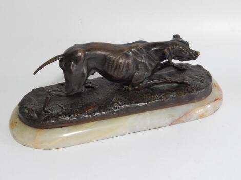 A 19thC French bronze model of a pointer