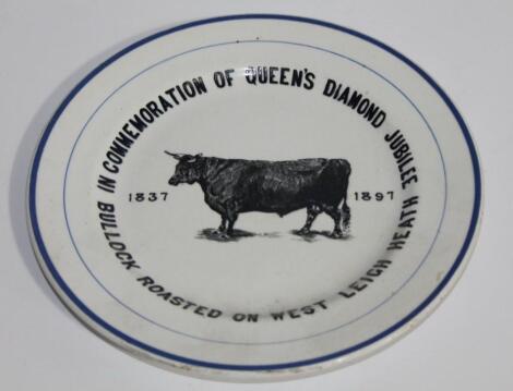 A late 19thC Royal Commemorative Queen Victoria Diamond Jubilee earthenware plate