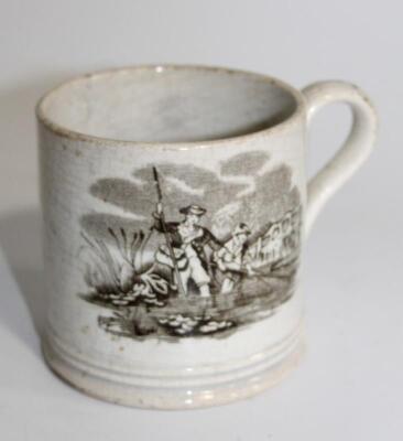 A 19thC black transfer printed tankard