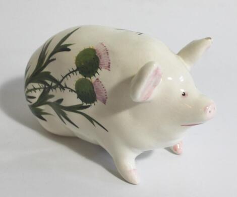 A 20thC Plichta London Wemyss style pottery pig