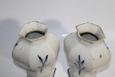 A pair of early 19thC Dutch Delft blue and white tin glazed earthenware vases - 3