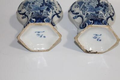 A pair of early 19thC Dutch Delft blue and white tin glazed earthenware vases - 4