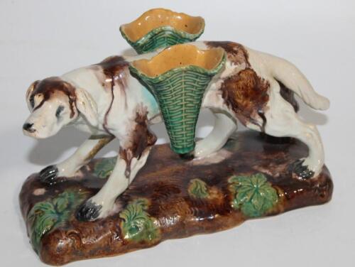 A 19thC majolica pottery spill vase