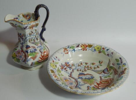 A late 19thC Mason's Ironstone jug and bowl