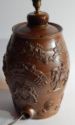 To GR270716. A mid-19thC brown stoneware spirit barrel