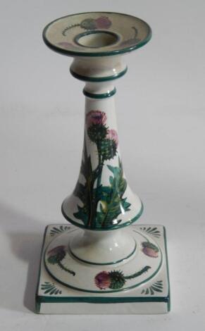 A 19thC Wemyss Pottery candlestick