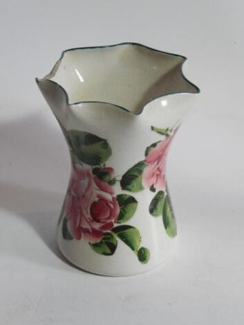 A late 19thC Wemyss handkerchief vase