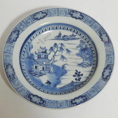 An 18thC Chinese export blue and white porcelain bowl