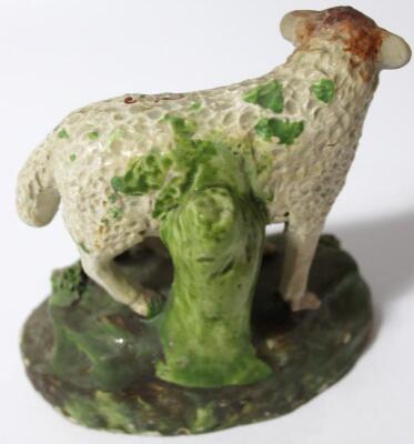 An early 19thC Staffordshire bocage group of sheep and lamb - 2
