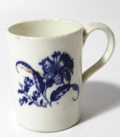 An 18thC English porcelain blue and white cup