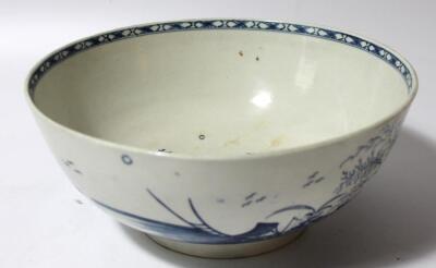 An 18thC Caughley blue and white porcelain punch bowl