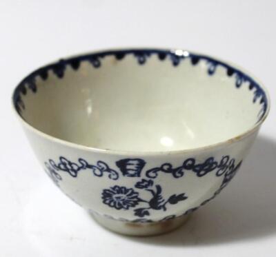 An 18thC blue and white porcelain tea bowl