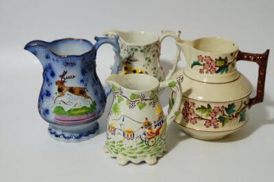 Various 19thC Staffordshire and other decroative jugs