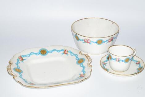 A late 19thC semi-porcelain part tea service