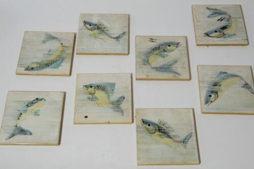 Various Minton fish hearth tiles