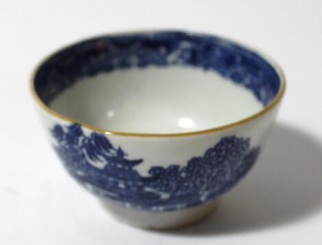 An 18thC blue and white porcelain tea bowl