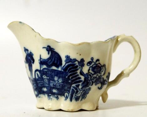 An 18thC blue and white porcelain cream jug