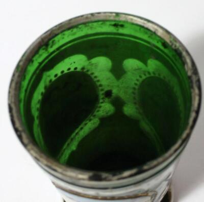 To GR270716. A 19thC Bohemian green glass gilt highlighted and enamel beaker - 3