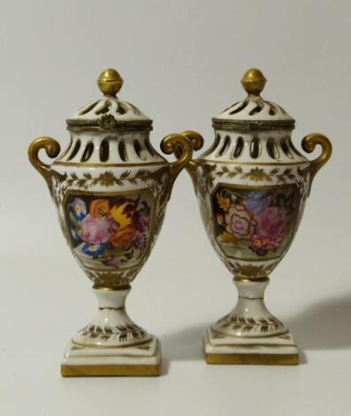 A pair of 19thC Continental pot pourri vases