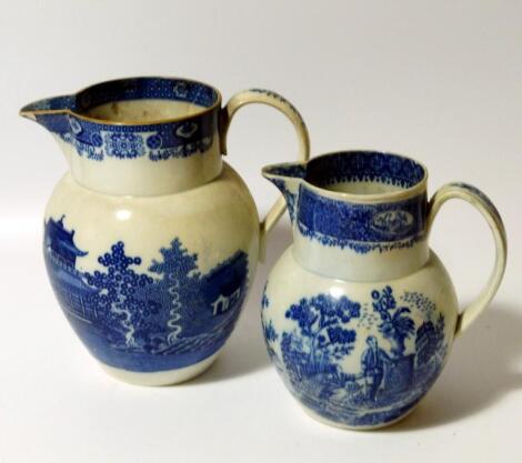 An early 19thC pearlware blue and white jug