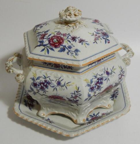 A Victorian ironstone hexagonal tureen