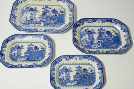 Four graduated Mason's Ironstone blue and white meat plates