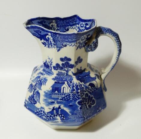 A 19thC Mason's Ironstone blue and white pottery jug