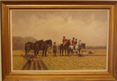 Robin Wheeldon (b. 1945). 'Plough Team & Huntsman'