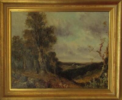 To Dunston House LF310816. J. Hall (19thC). Country landscape with figures