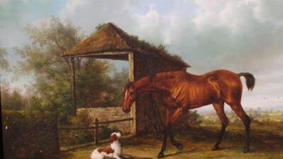 Jan Mortel (1906-?). Horse and dog in stable - 3