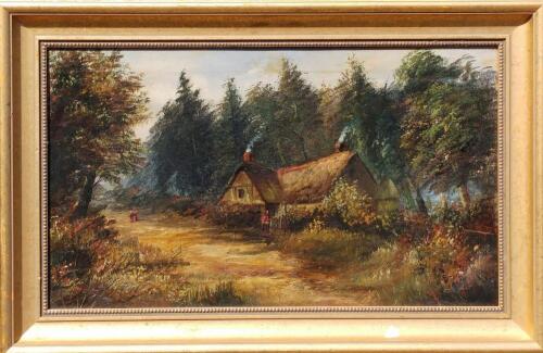 J. Henshaw (19th/20thC). Cottage on woodland track