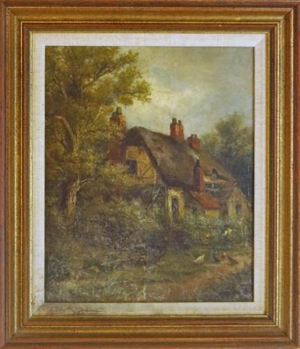 To GR270716. 19thC British School. Country view with thatched cottage