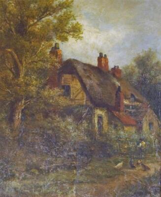 To GR270716. 19thC British School. Country view with thatched cottage - 2